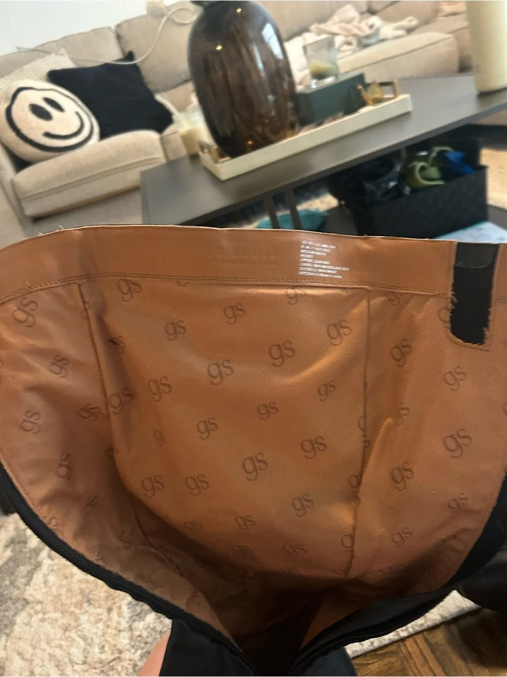 G by Guess Tan Leather Boot Interior Detail